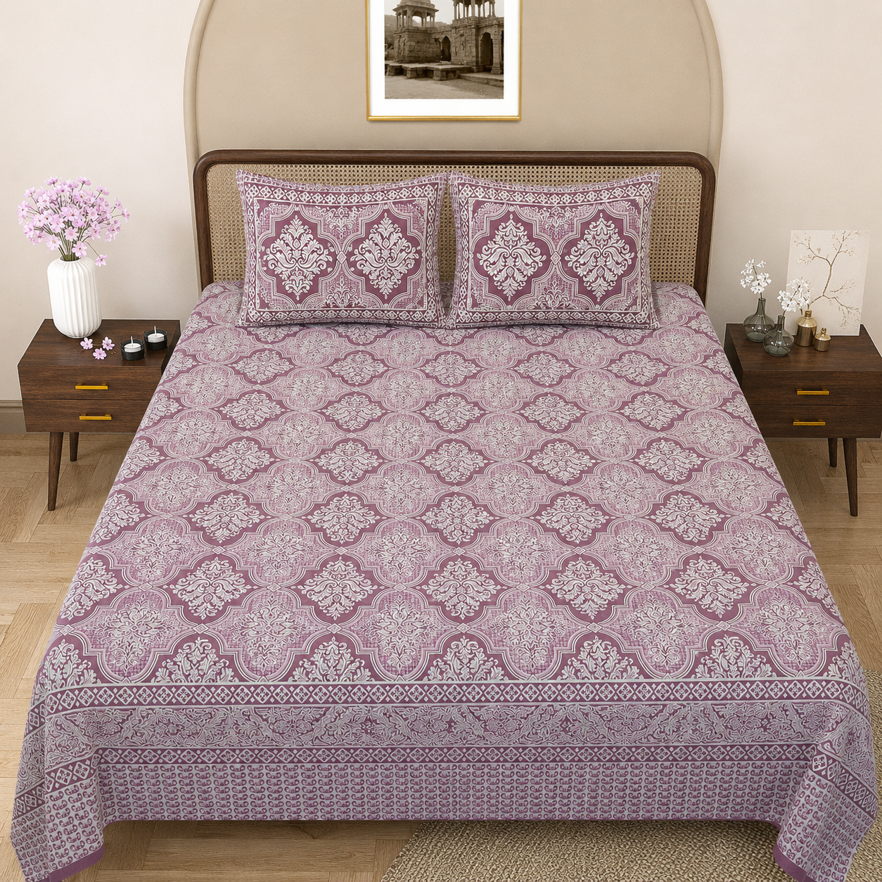 Spring Meadow Double Bedsheet | 144 TC | Pure Cotton