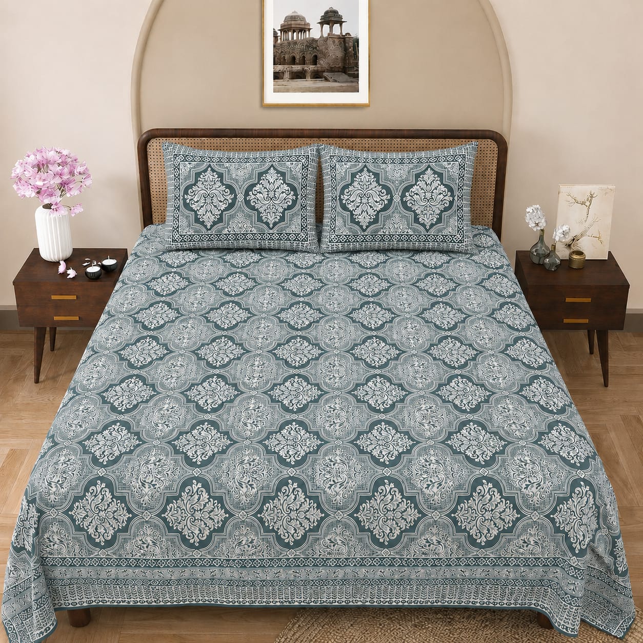 Spring Meadow Double Bedsheet | 144 TC | Pure Cotton