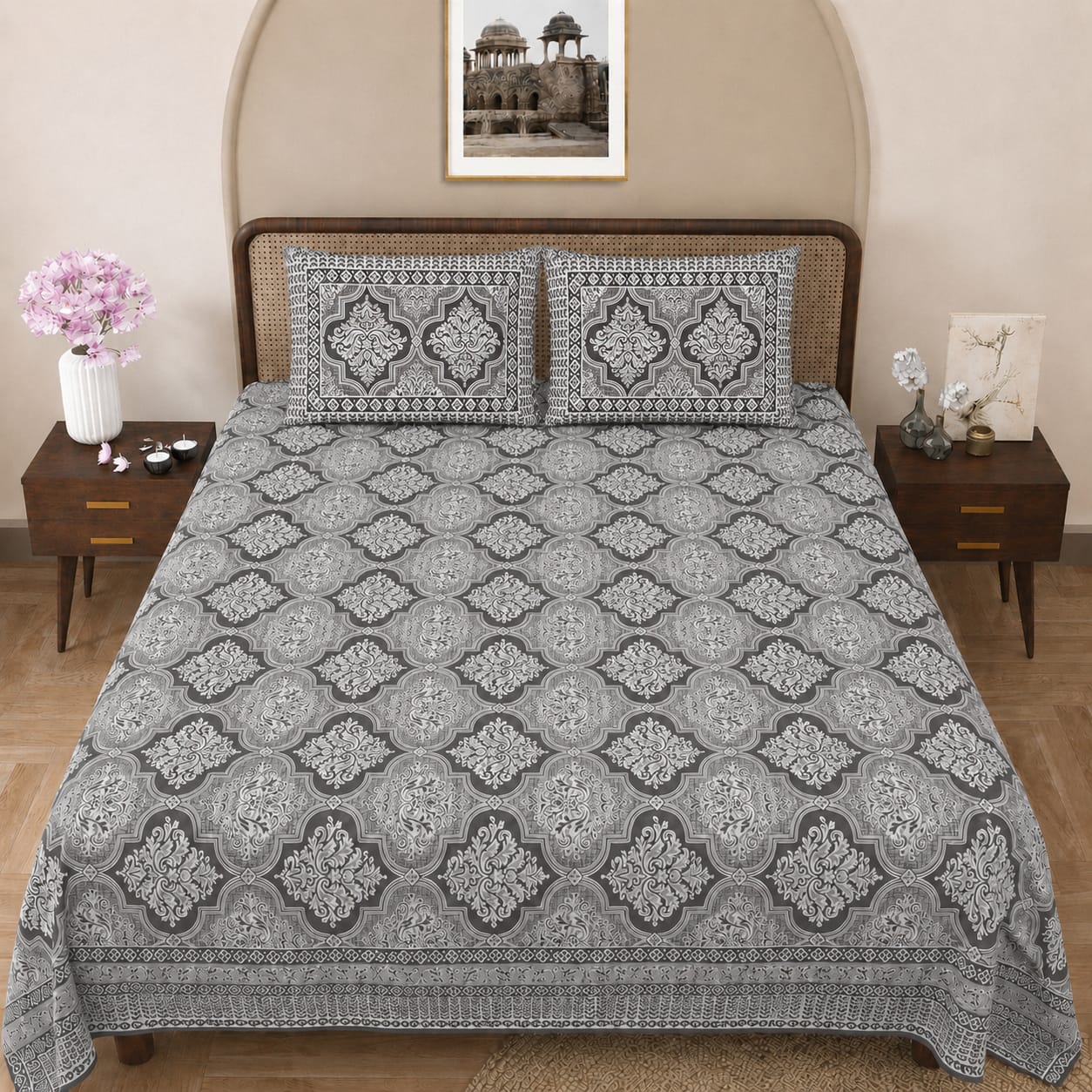 Spring Meadow Double Bedsheet | 144 TC | Pure Cotton