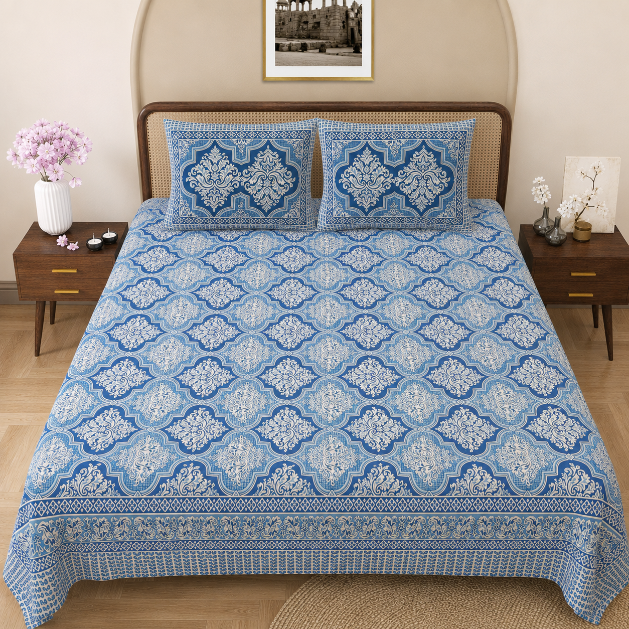 Spring Meadow Double Bedsheet | 144 TC | Pure Cotton
