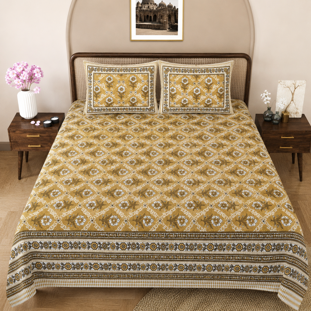 Mauve Royale Double Bedsheet | 144 TC | Pure Cotton