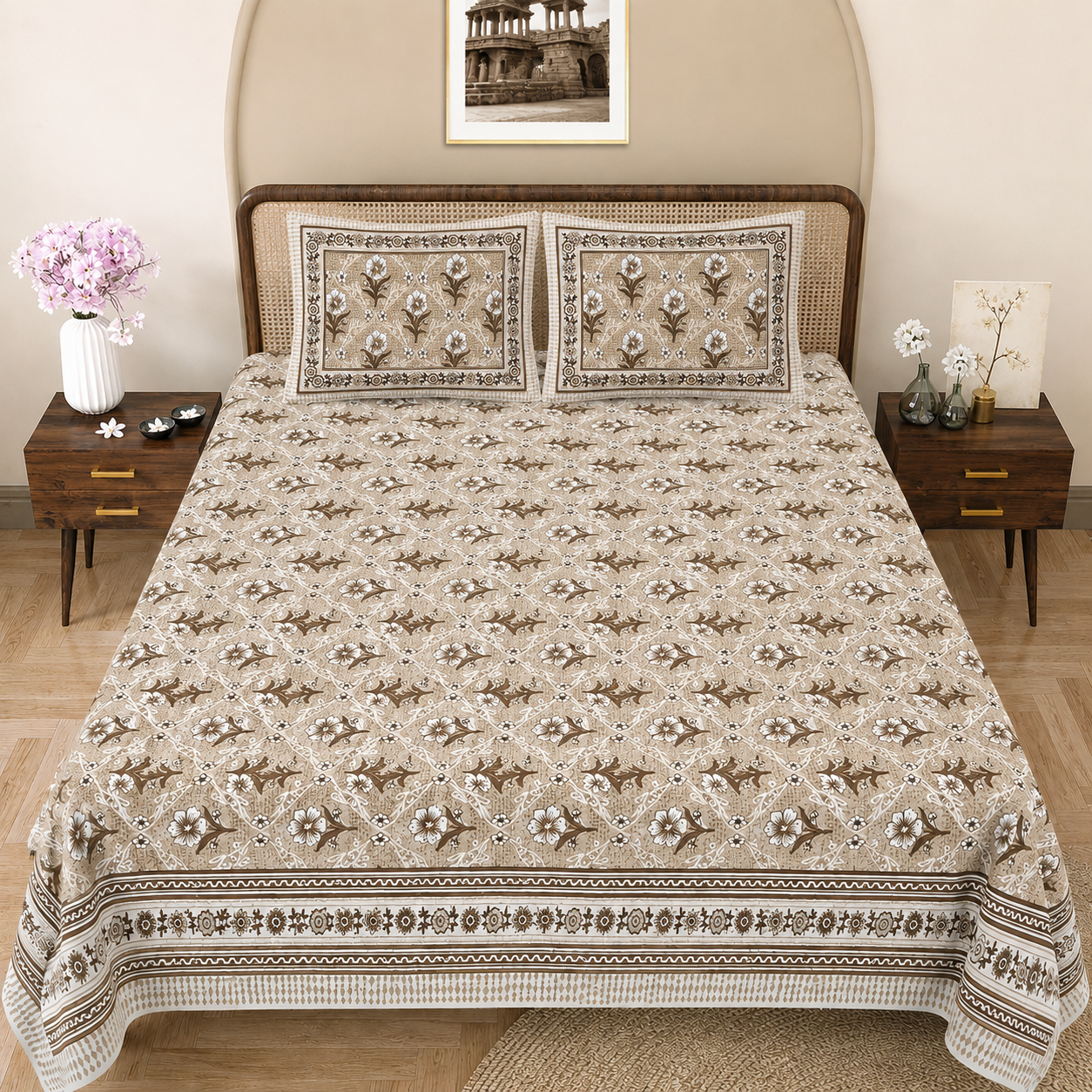 Mauve Royale Double Bedsheet | 144 TC | Pure Cotton