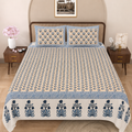 Blue Blossom Double Bedsheet | 144 TC | Pure Cotton