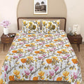 Golden Peony Double Bedsheet | 144 TC | Pure Cotton