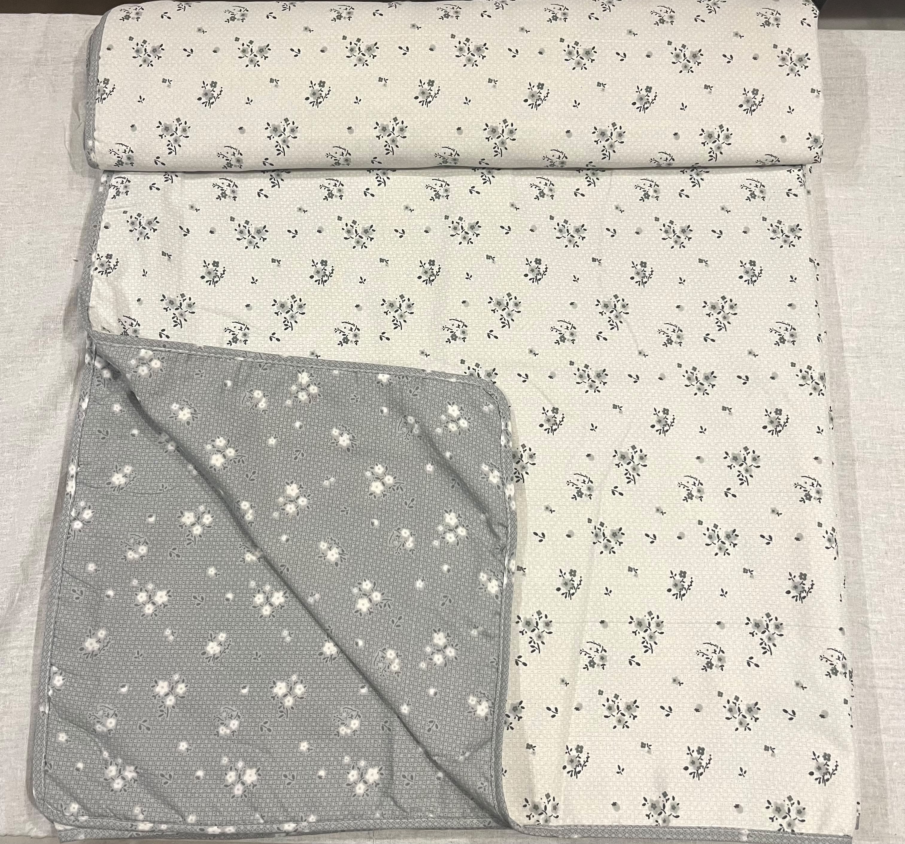 Silver Meadow Double Bedsheet (Reversible) | 100 GSM | Camric Cotton