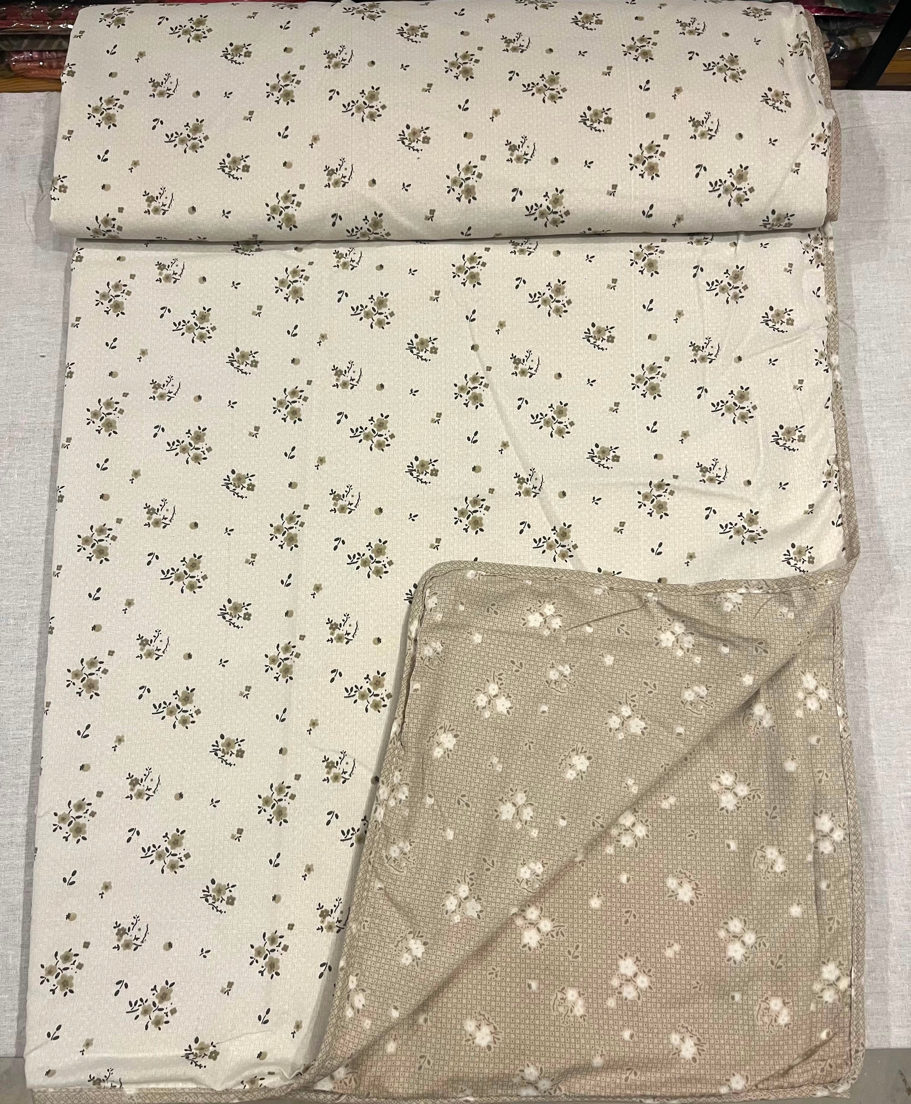 Champagne Meadow Double Bedsheet (Reversible) | 100GSM | Camric Cotton