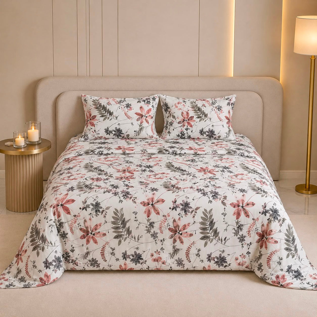 Bluebell Garden Double Bedsheet | 180 TC | Pure Cotton