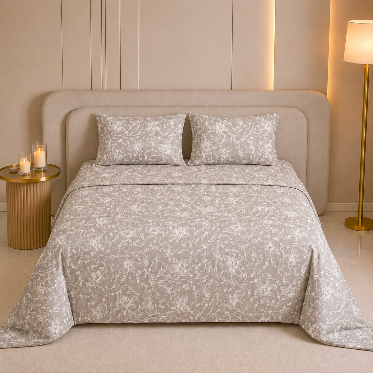Ivory Whisper Double Bedsheet | 180 TC | Pure Cotton