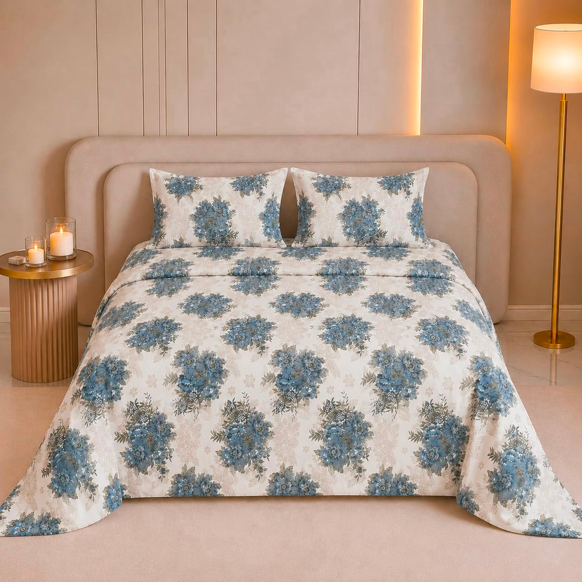 Vintage Bloom Double Bedsheet | 180 TC | Pure Cotton