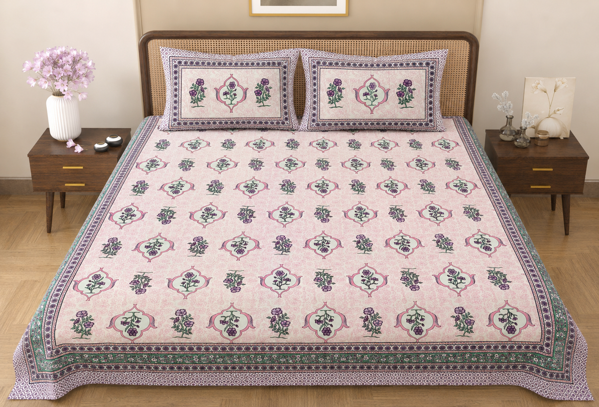 Rosewood Royale Double Bedsheet | 180 TC | Pure Cotton