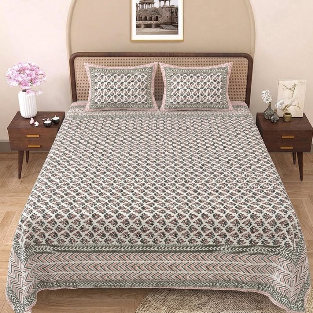Rosewood Charm Double Bedsheet | Pure Cotton