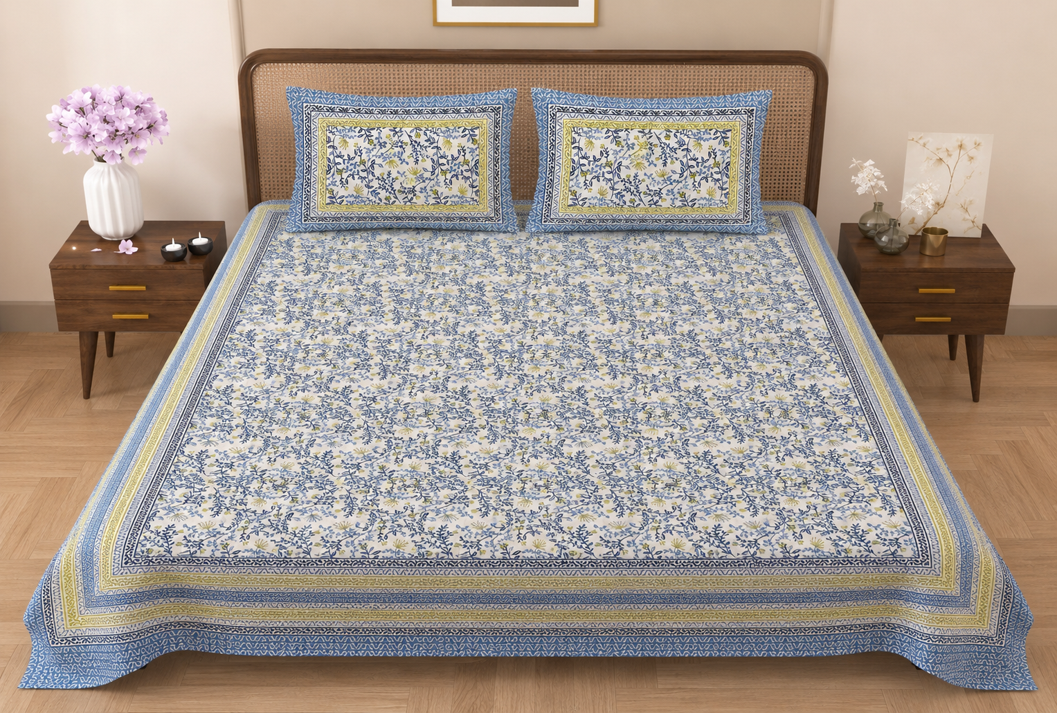 Bluebell Meadow Double Bedsheet |  Pure Cotton