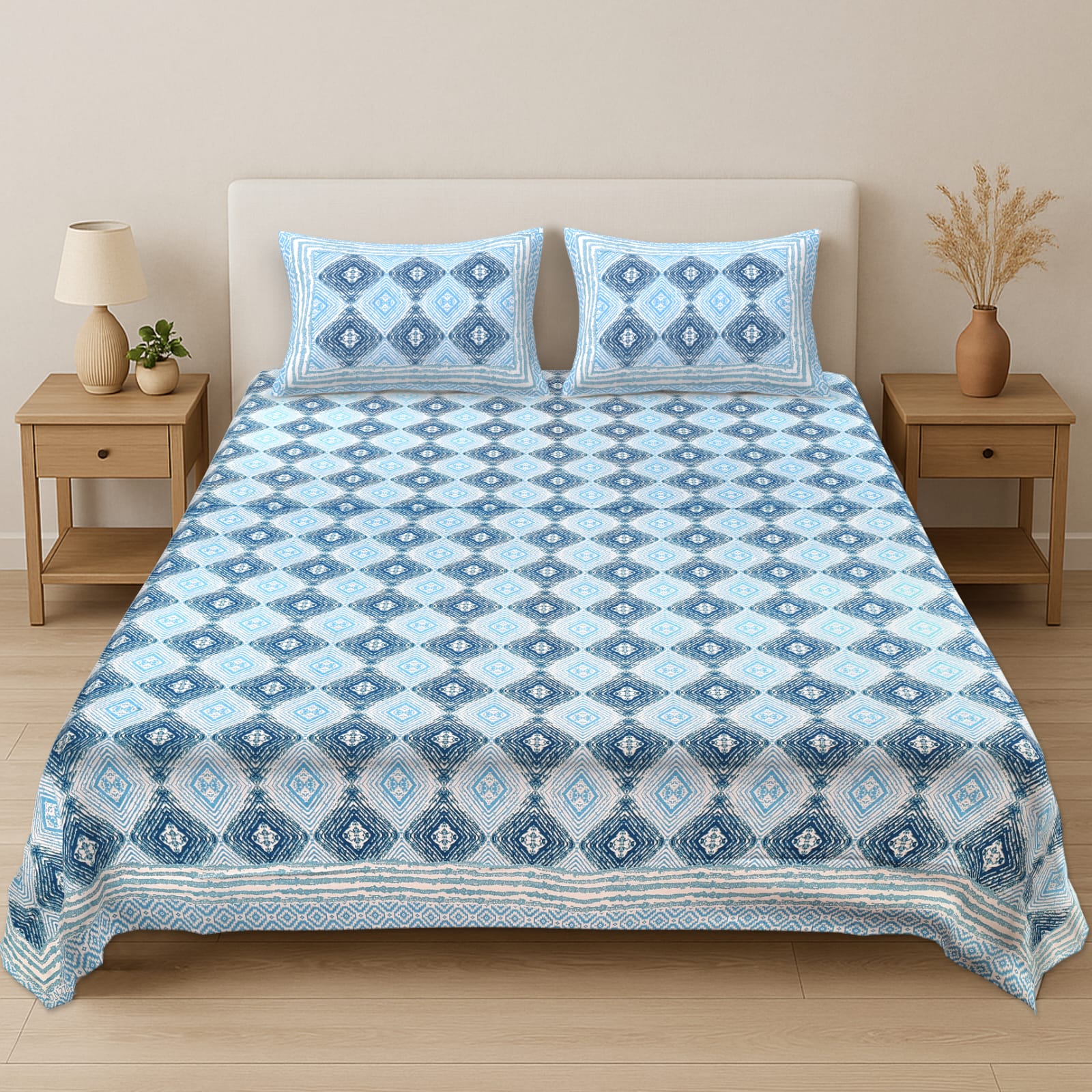 Diamond Ikat Bedsheet | 180TC | Pure Cotton