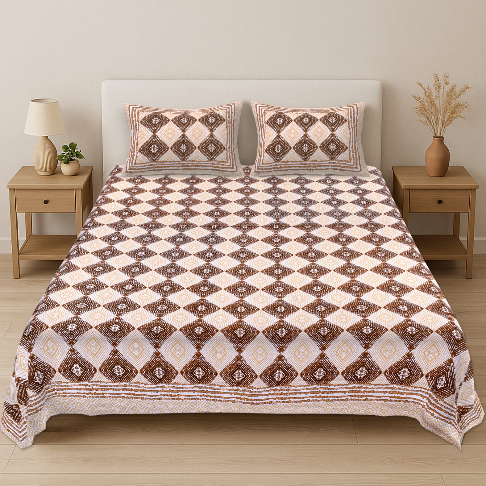 Diamond Ikat Bedsheet | 180TC | Pure Cotton