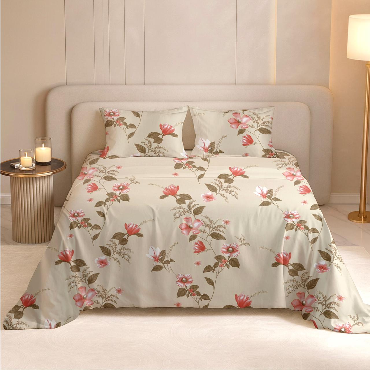 Magnolia Garden Bedsheet | 240TC | Pure Cotton