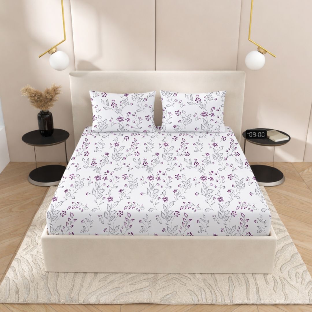Wildflower Vine Bedsheet | 240TC | Pure Cotton