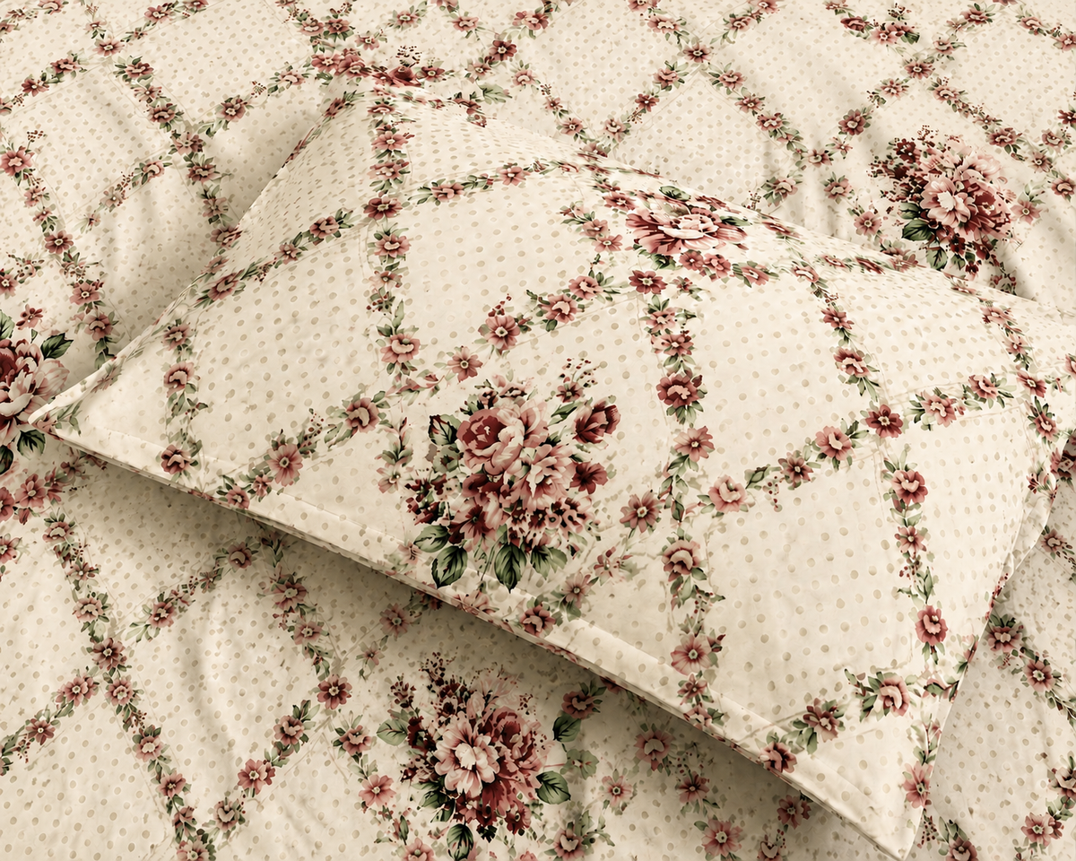 Vintage Garden Double Bedsheet | 125 GSM | Glace Cotton