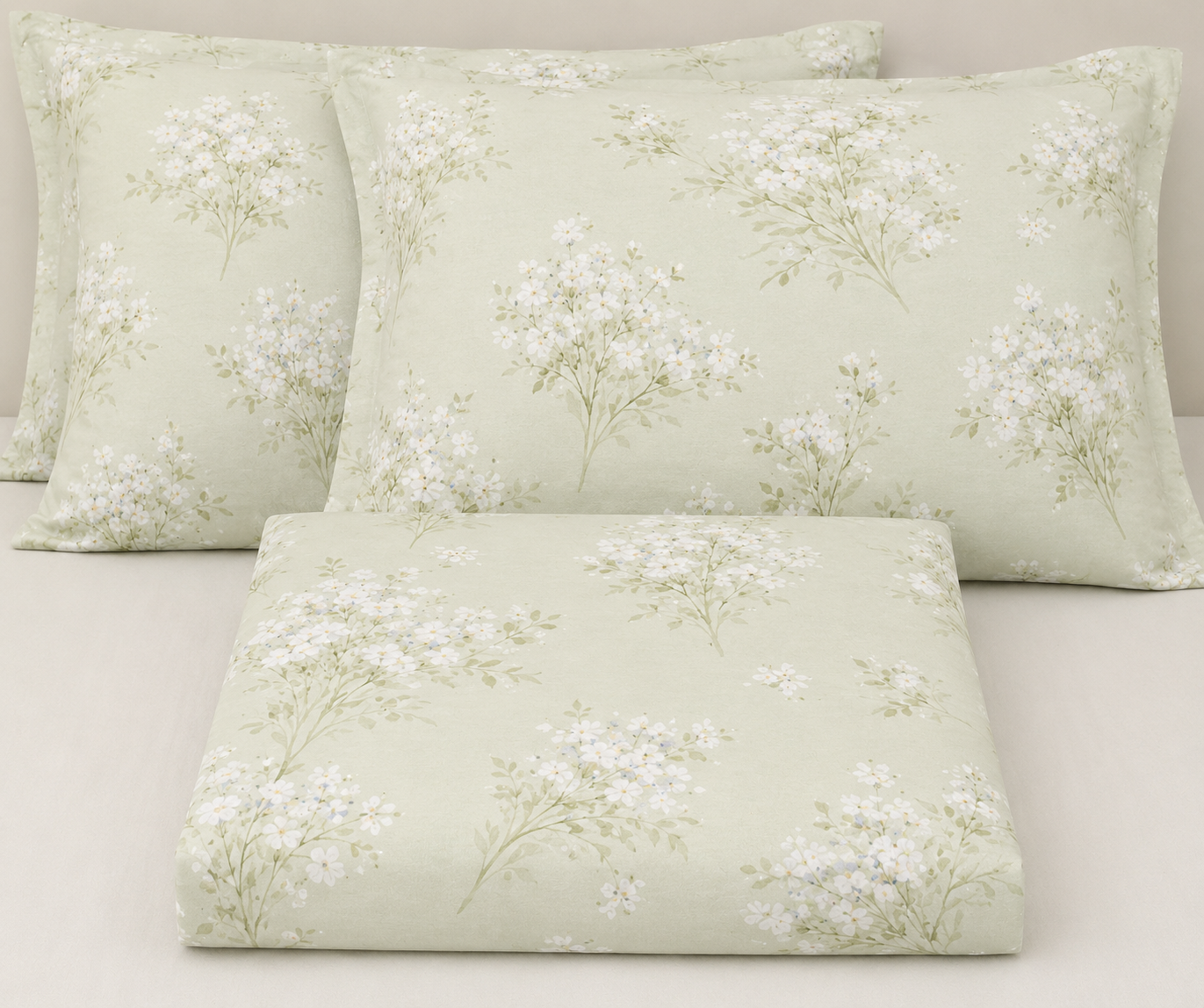 Ivory Meadow Double Bedsheet | 145GSM  | Cotton Feel