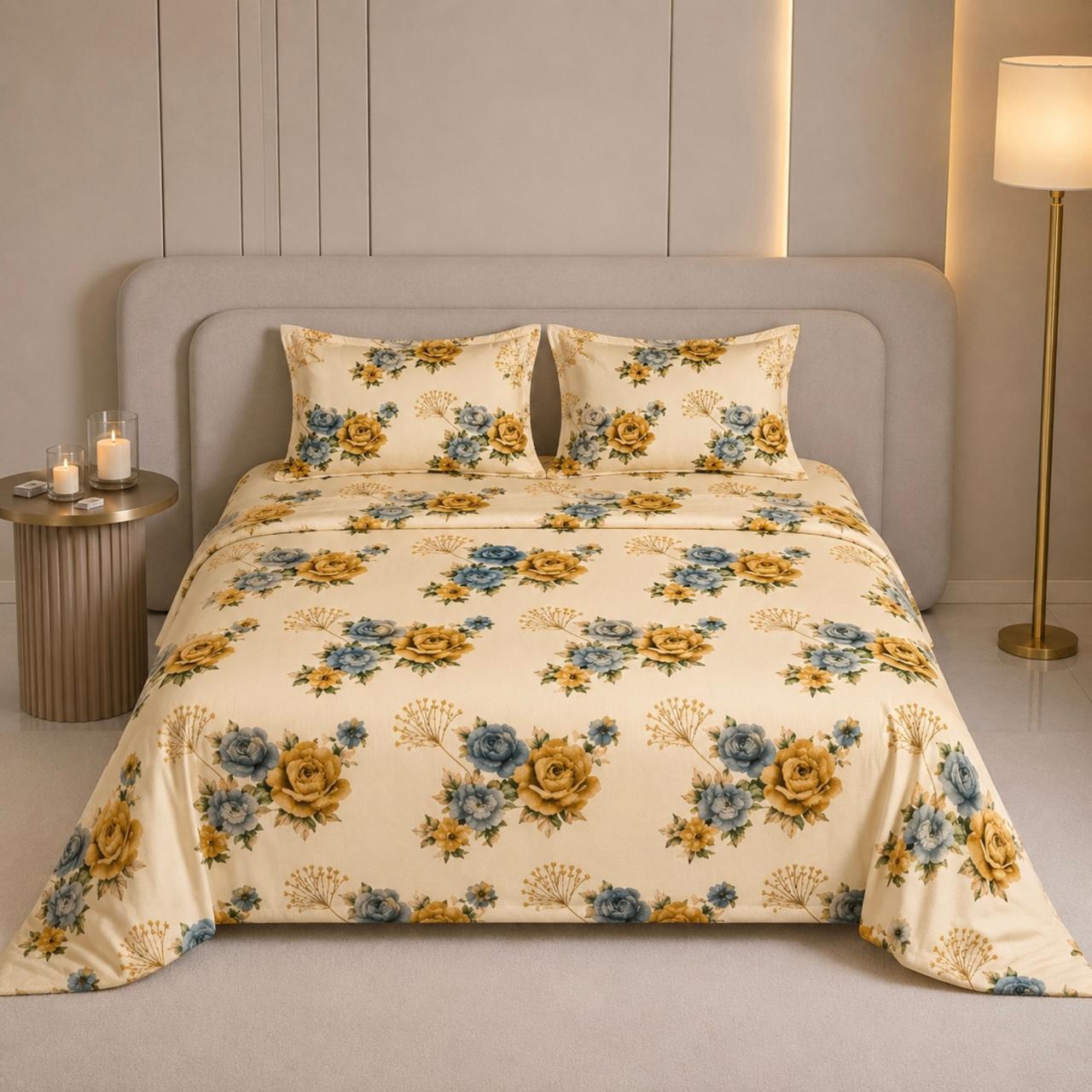 Rose Treasury Double Bedhseet | 180TC  | Pure Cotton