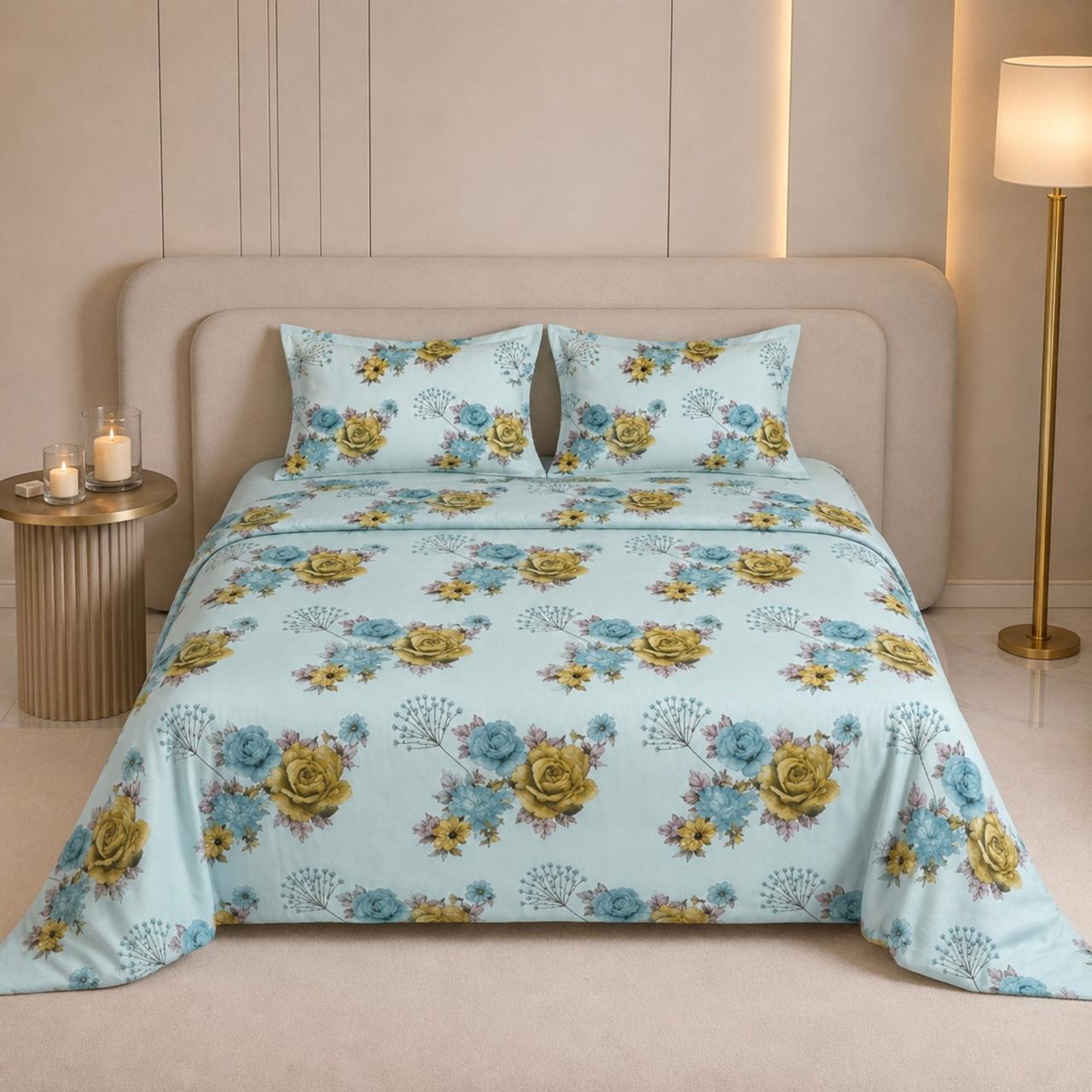 Rose Treasury Double Bedhseet | 180TC  | Pure Cotton