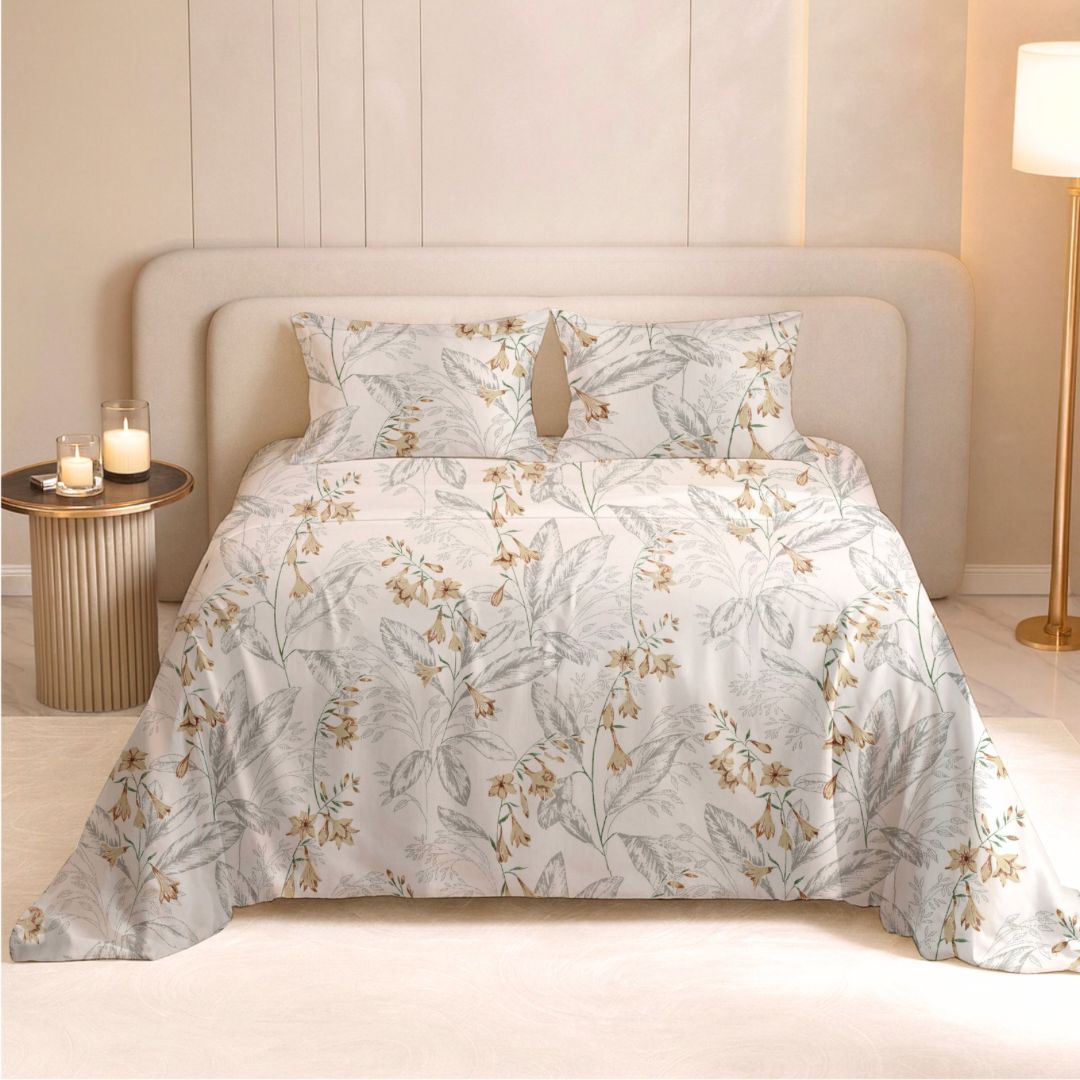 Garden Escape Double Bedsheet | 240TC  | Pure Cotton