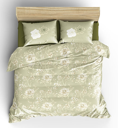 Ivory Rose Garden Bedsheet | 250TC | Pure Cotton