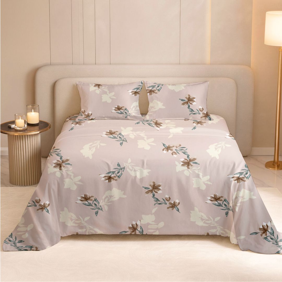 Minimal Floral Breeze Bedsheet | 240TC | Pure Cotton