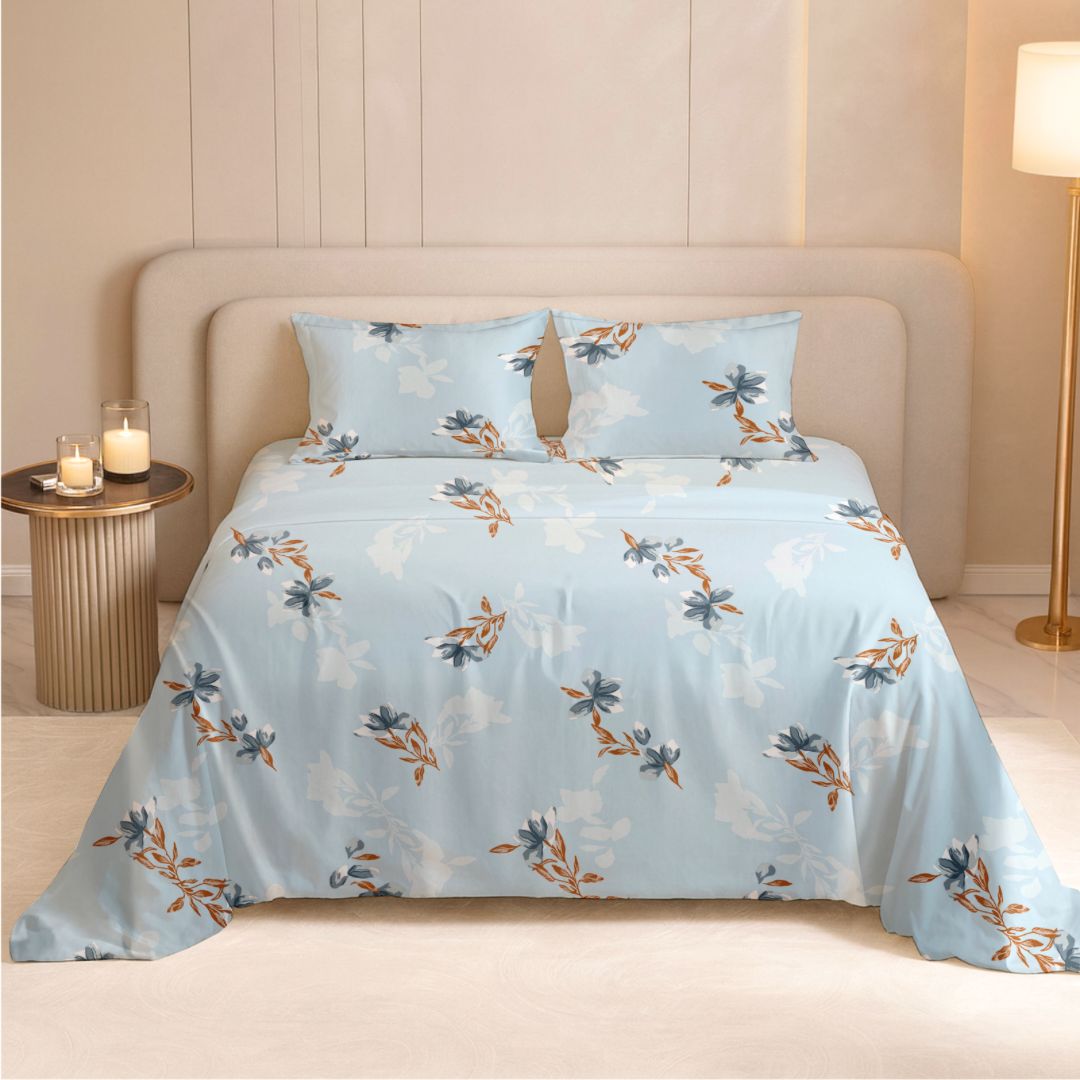 Soft Botanical Breeze Bedsheet | 240TC | Pure Cotton