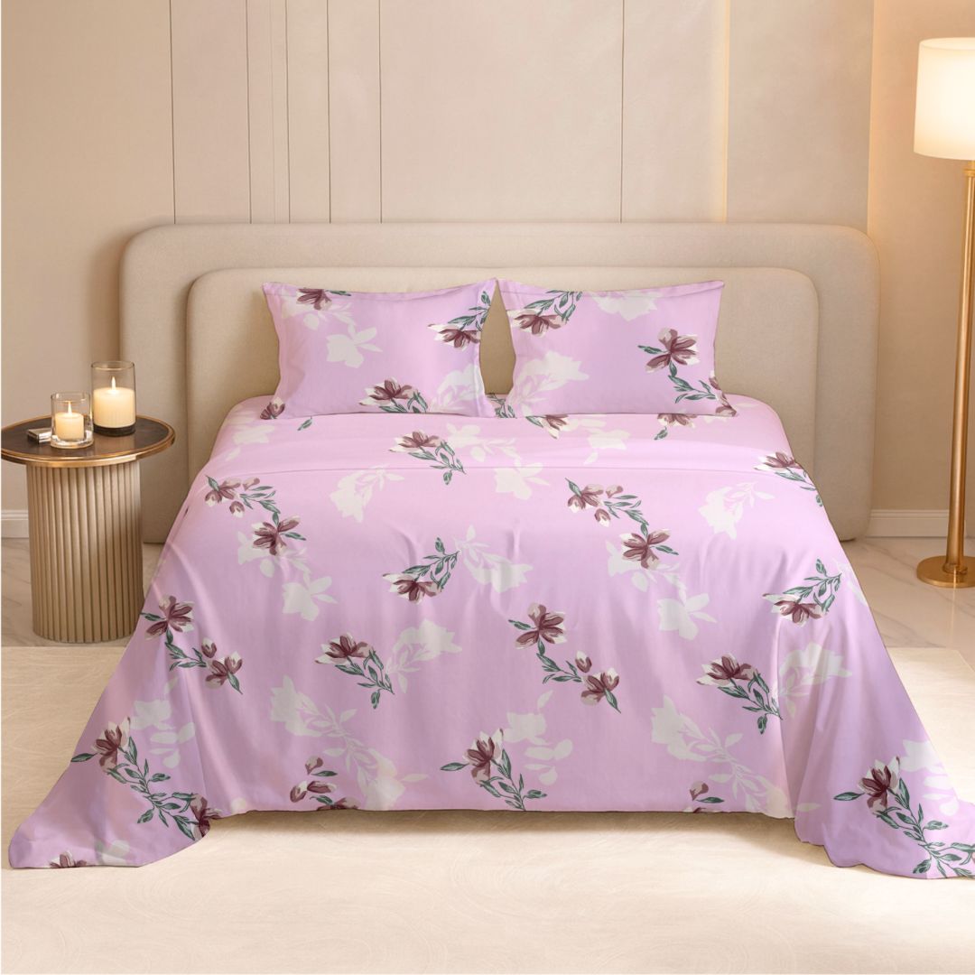 Minimal Floral Breeze Bedsheet | 240TC | Pure Cotton